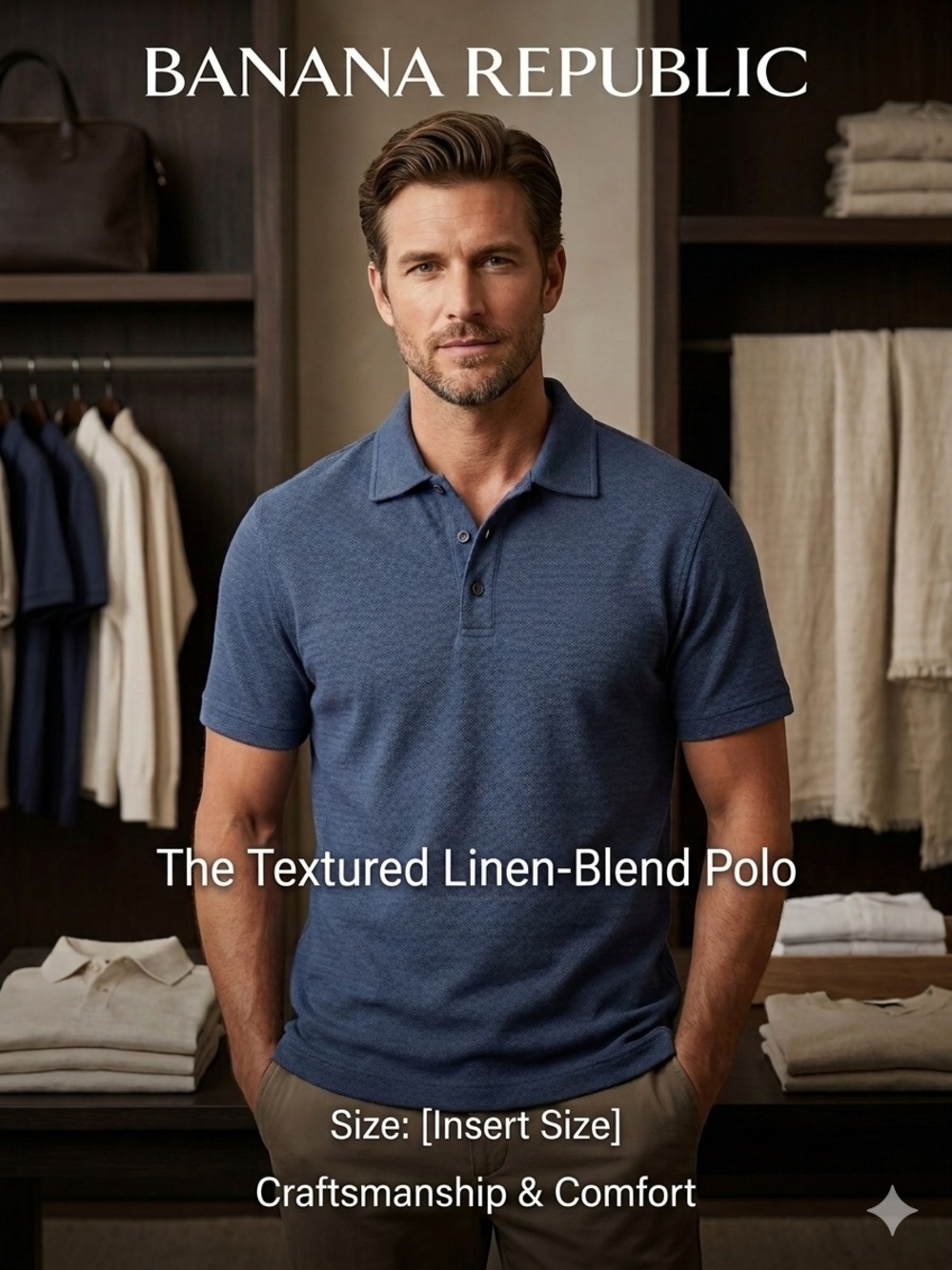 Banana Republic Textured Linen-Blend Polo - Blue